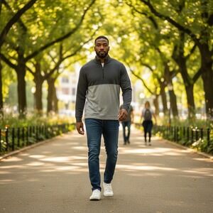 Tasc Performance Mens Quarter Zip Pullover Gray Colorblock Long Sleeve Size L